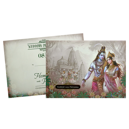 MultiColor God Floral Padded Wedding Card - KSH72220