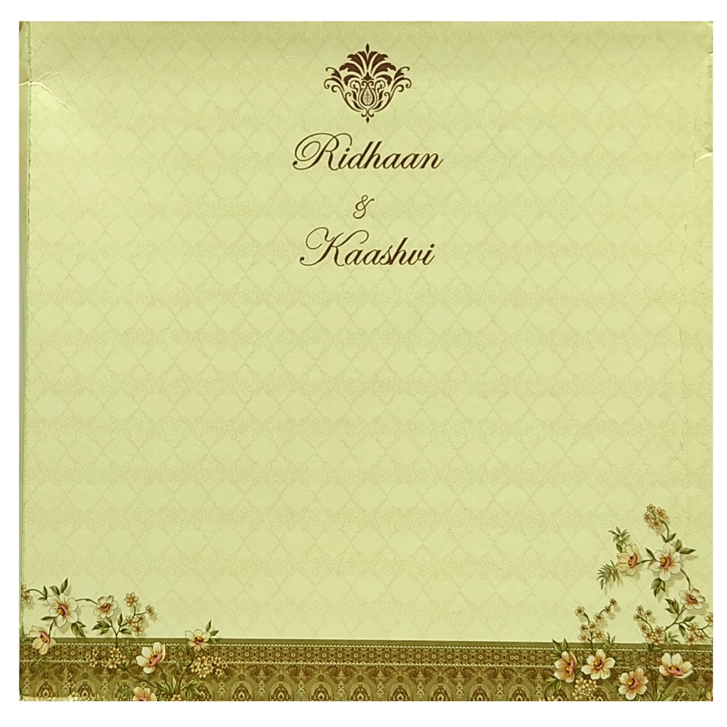 Beige Floral Padded Invitation Card-King of Cards