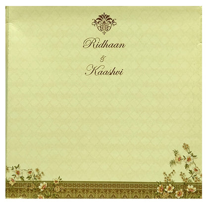 Beige Floral Padded Invitation Card-King of Cards