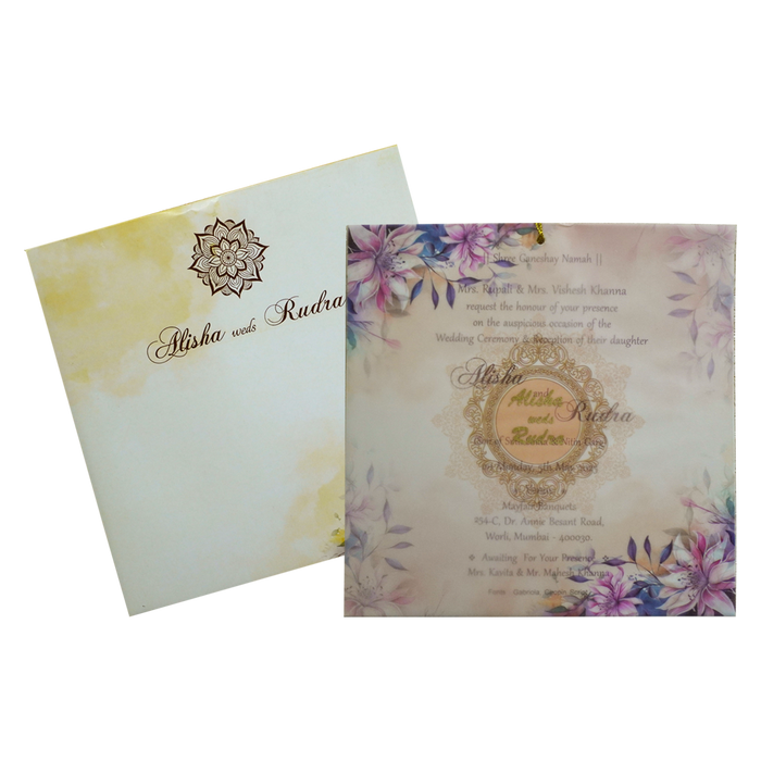 Pastel Floral Tracing Sheet Wedding Invitation-King of Cards