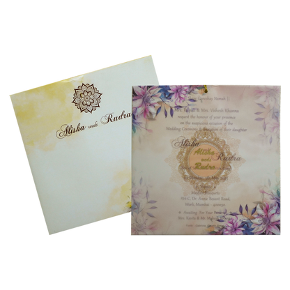 Pastel Floral Tracing Sheet Wedding Invitation-King of Cards