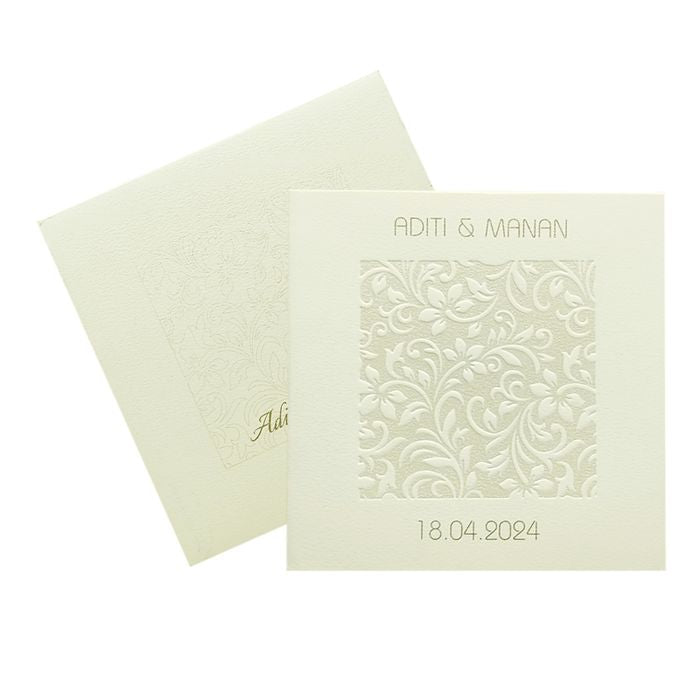 White Embossed Floral Invitation Card-King of Cards