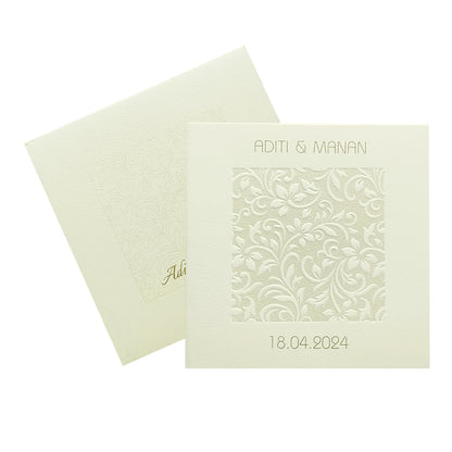 White Embossed Floral Invitation Card-KRC29351
