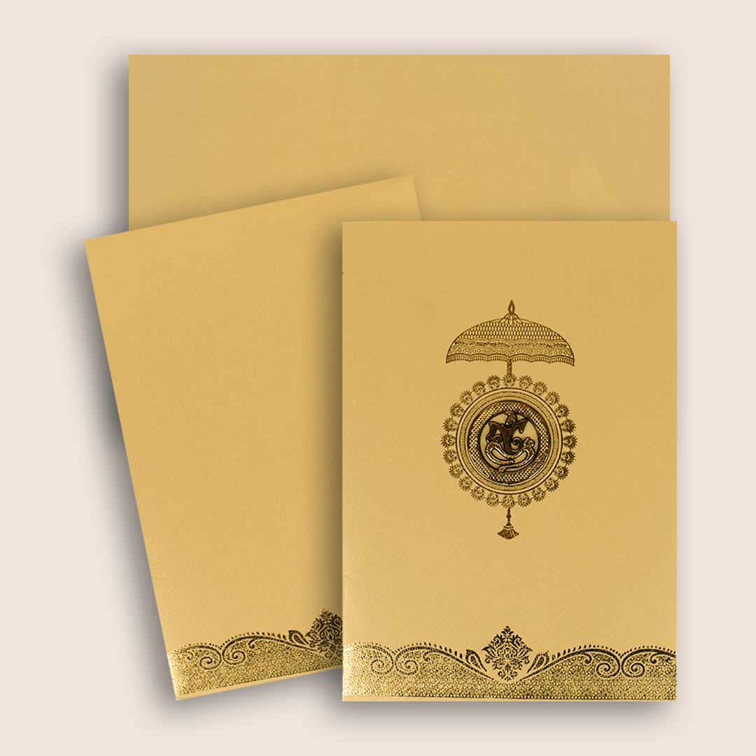 Gold Ganesha Wedding Invitation Card-KNKTG024