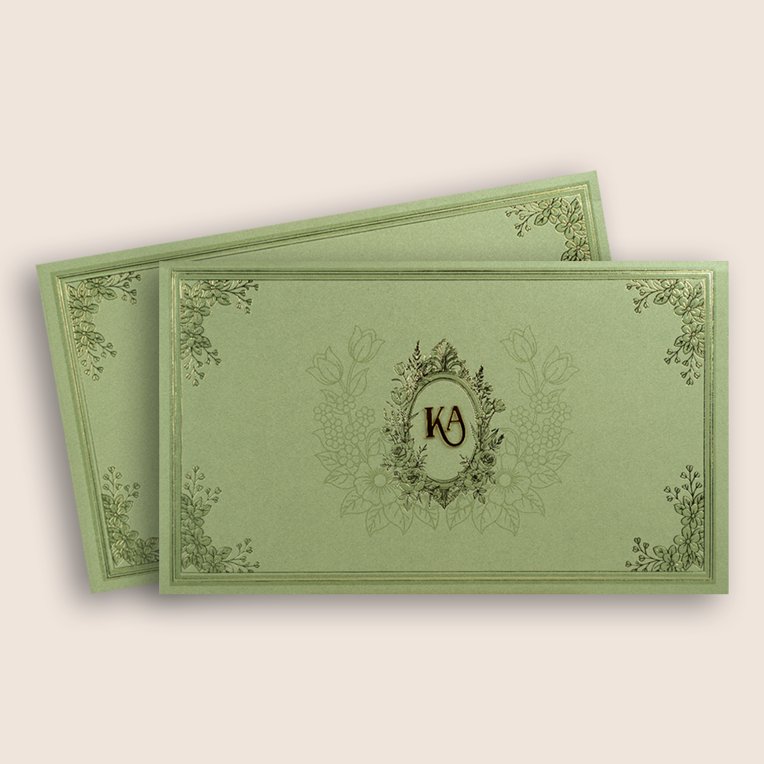 Pista Green Floral Invitation Card - KPR07490