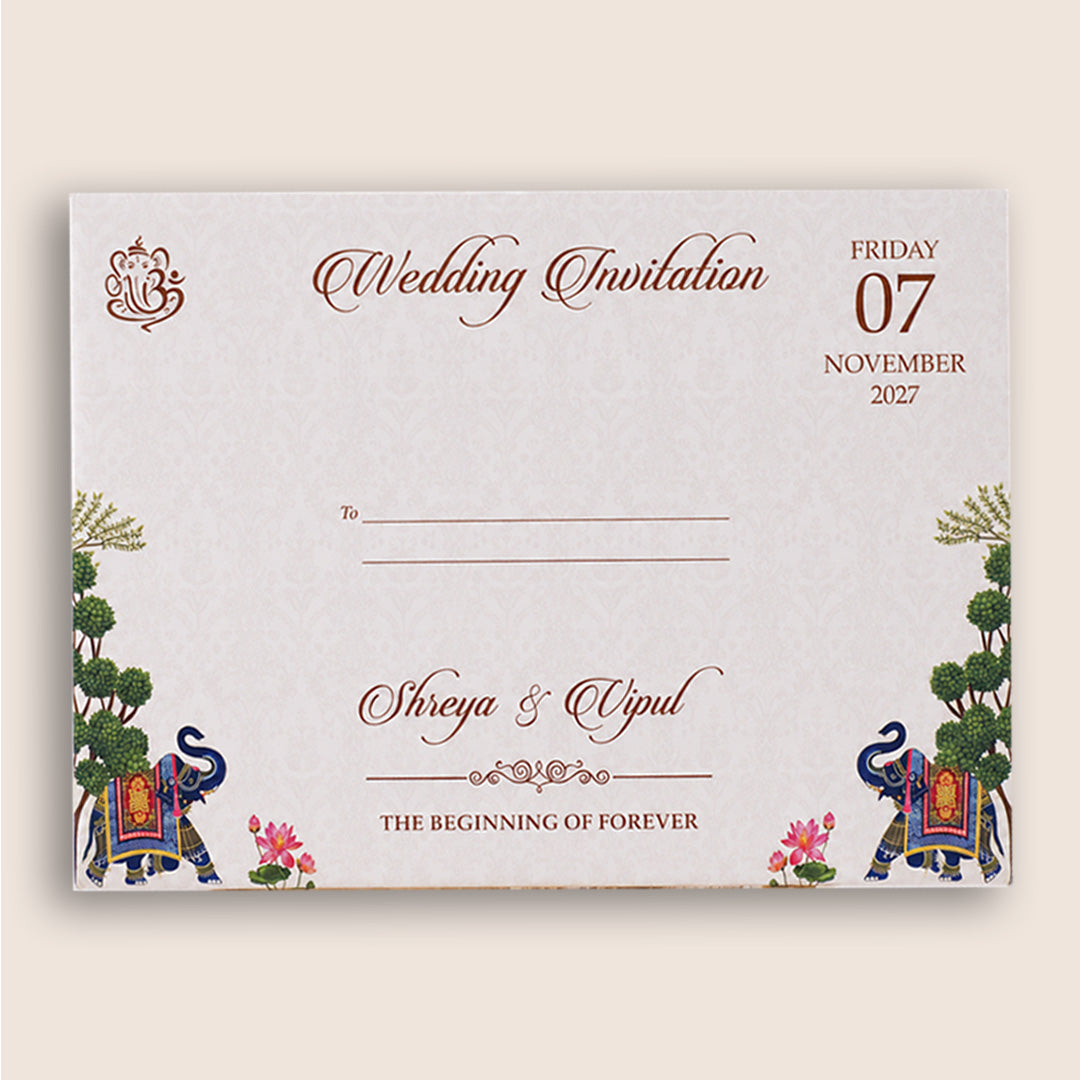 White Elephant Palace Padded Wedding Invitation - KSH18330