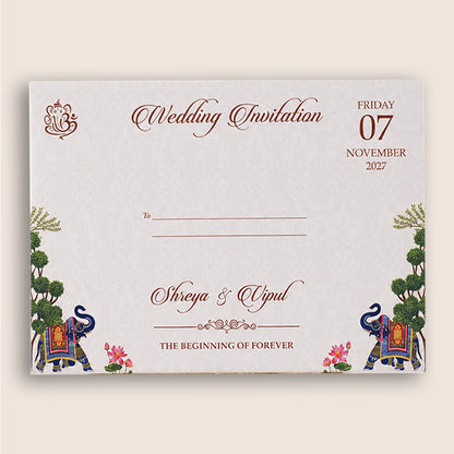 White Elephant Palace Padded Wedding Invitation - KSH18330