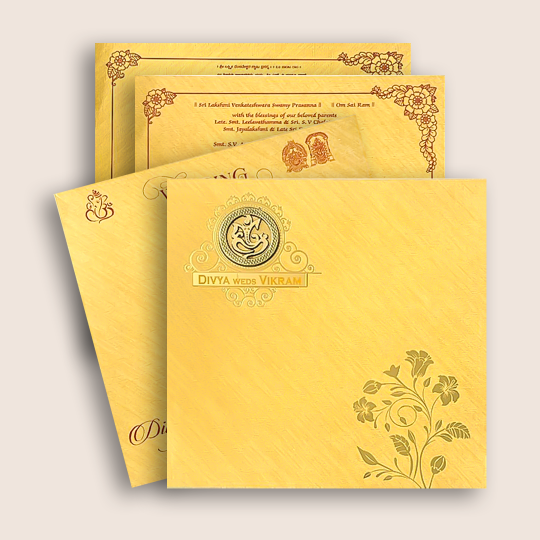 Gold Floral Pattern Wedding Card - KNPO5526G