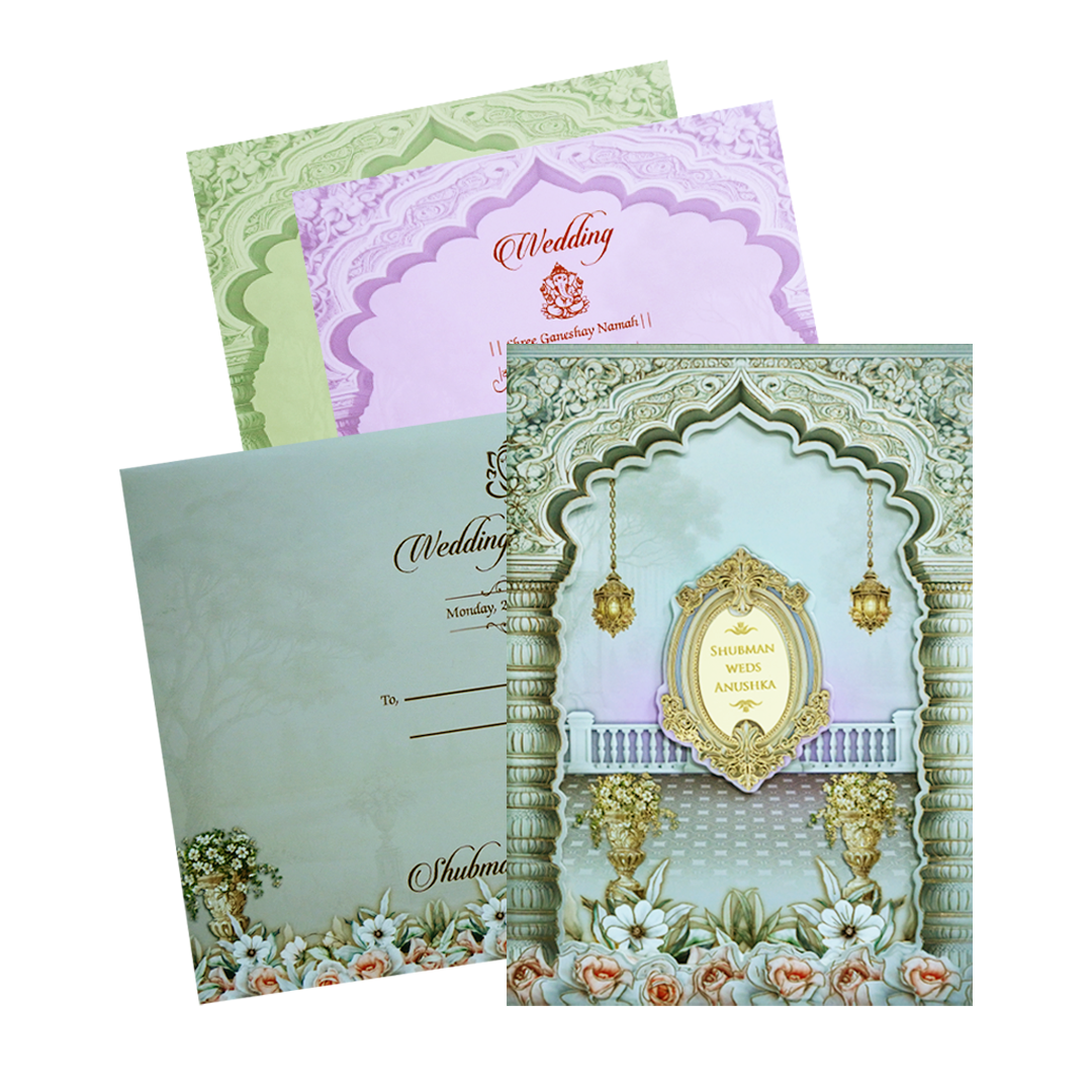 Grey Laser Cut Premium Wedding Card-KRB09520