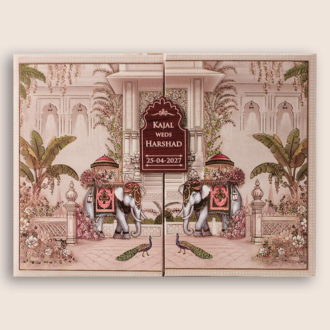 White Elephant Palace Padded Wedding Invitation - KSH18350