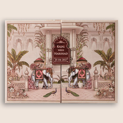 White Elephant Palace Padded Wedding Invitation - KSH18350