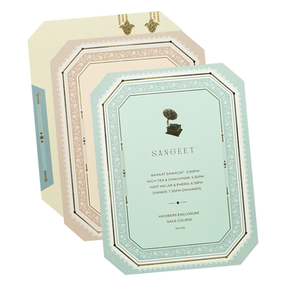 Blue Peacock Floral Padded Wedding Card-KBM05080