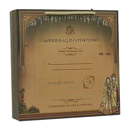 Brown Bride Groom Luxury Invitation Box - KRB09950