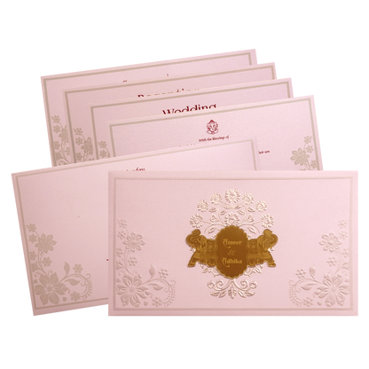 Blush Pink Floral Elephant Wedding Invitation Card-King of Cards