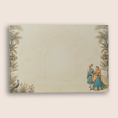Beige Floral Bride Groom Wedding Card - KAA05270