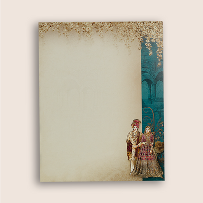 Blue Royal Bride Groom Door Style Wedding Card - KAA05090