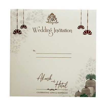 Grey Gold Floral Padded Wedding Card - KSH72980