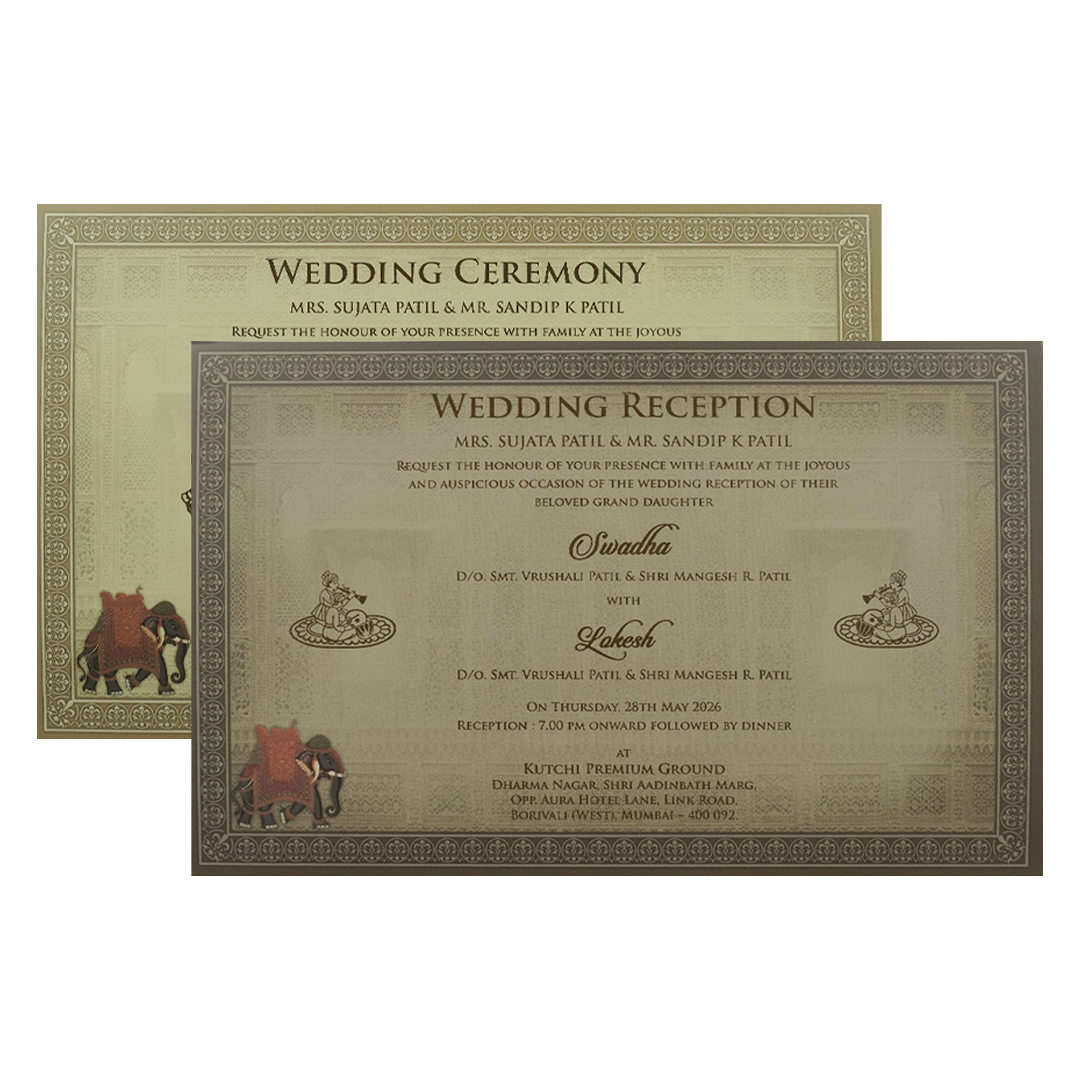 Grey Palace Arch Floral Padded Wedding Card-KRE27810