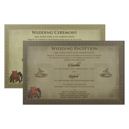 Grey Palace Arch Floral Padded Wedding Card-KRE27810