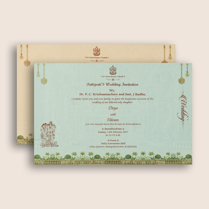 Sandal Lord Balaji Padmavathi Padded Wedding Card -  KNAK4706