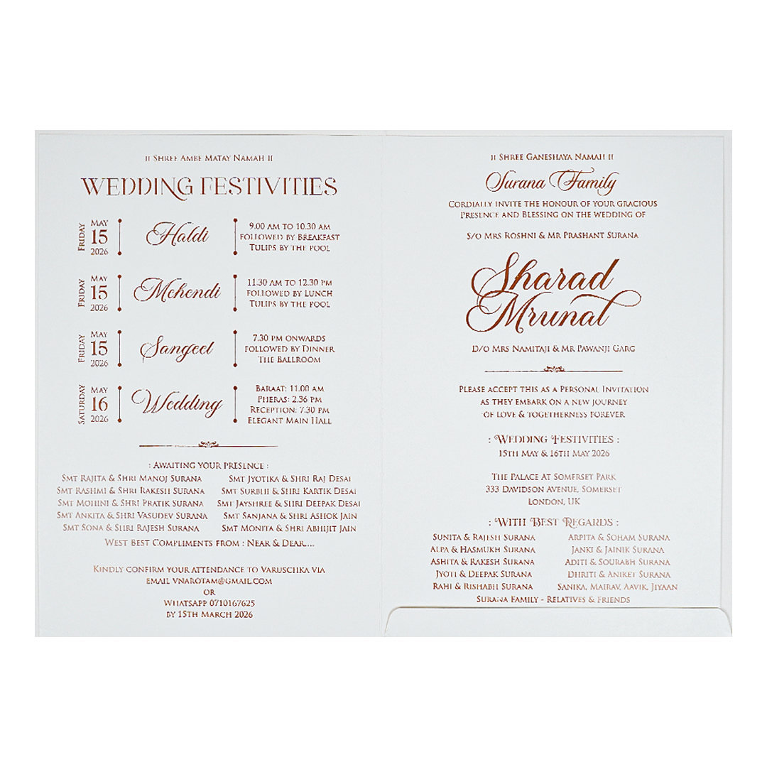 Buy White Ganesh Embossed Floral Wedding card