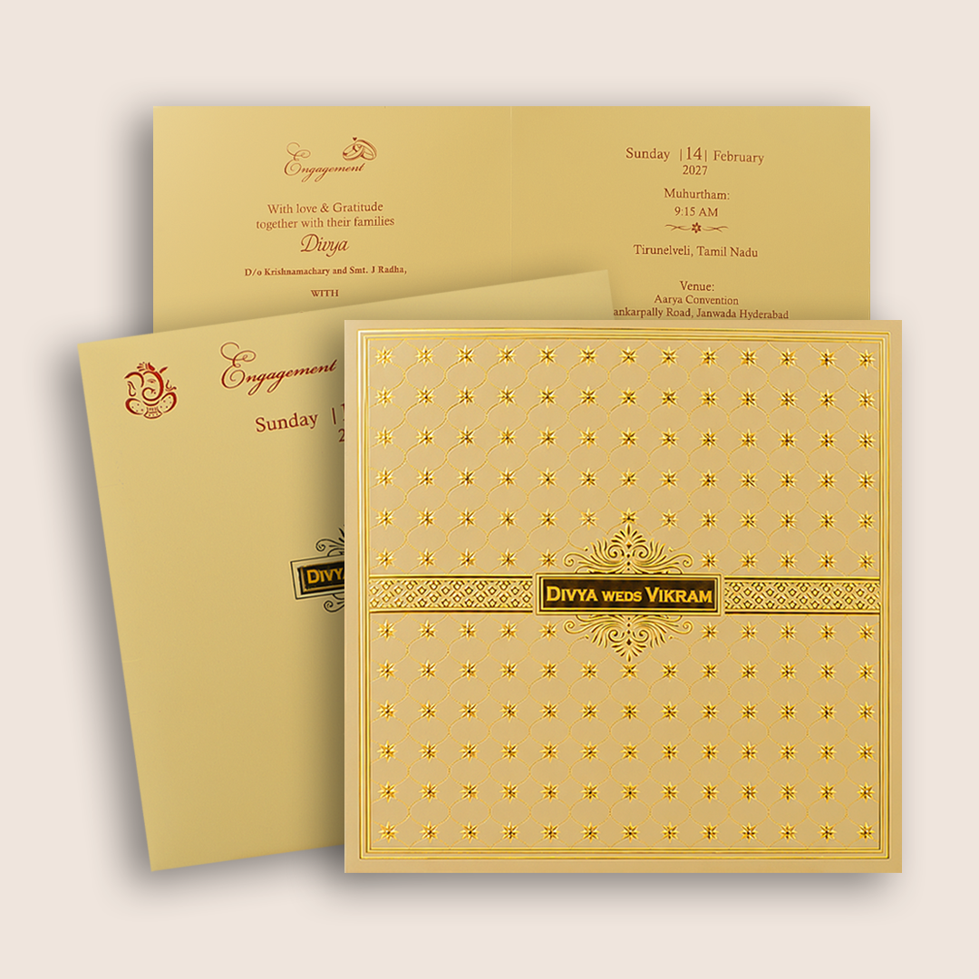 Sandal Floral Wedding Invitation Card - KNTR2502G