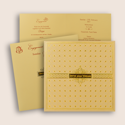 Sandal Floral Wedding Invitation Card - KNTR2502G