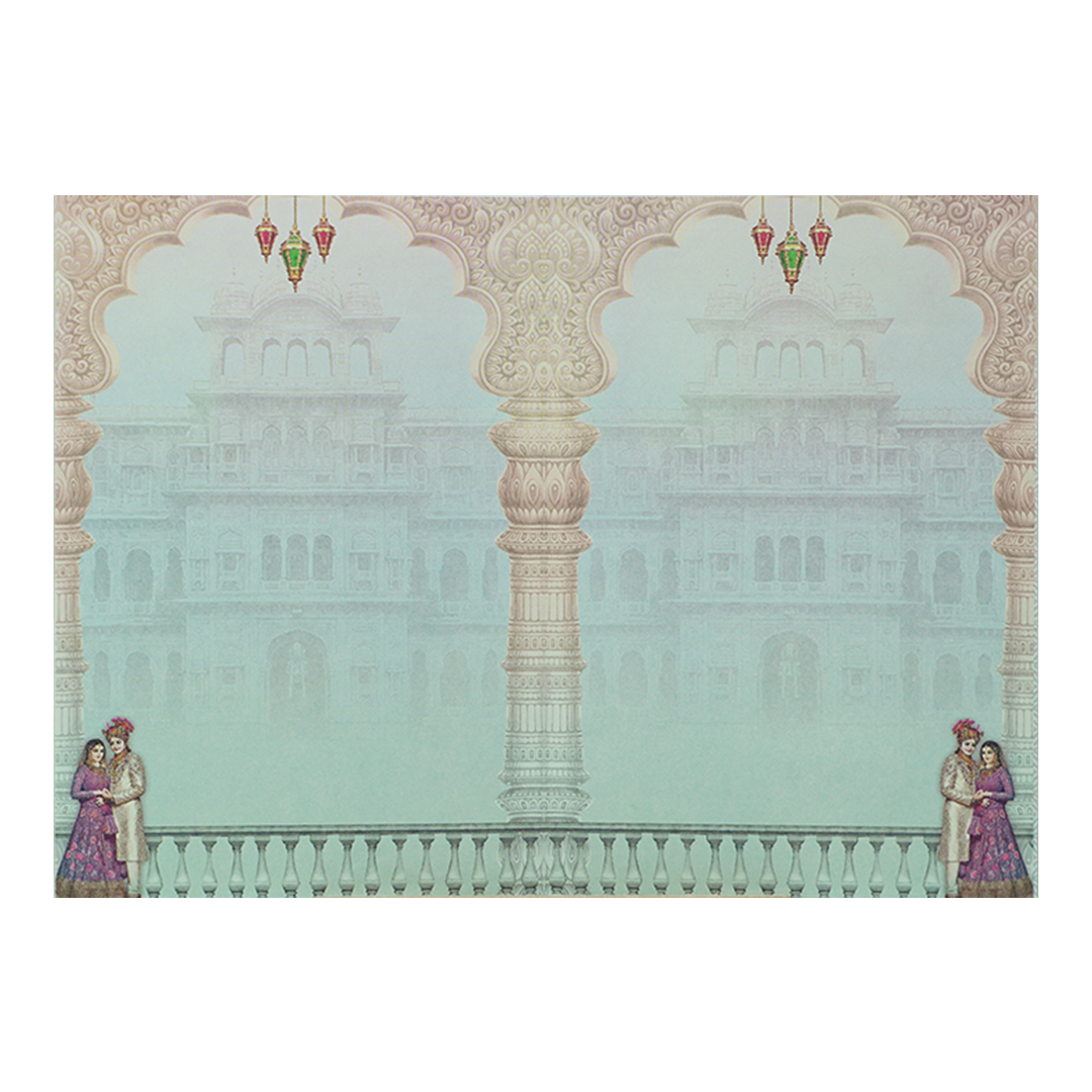 Pastel Traditional Bride Groom Invitation Card-KNPP684B
