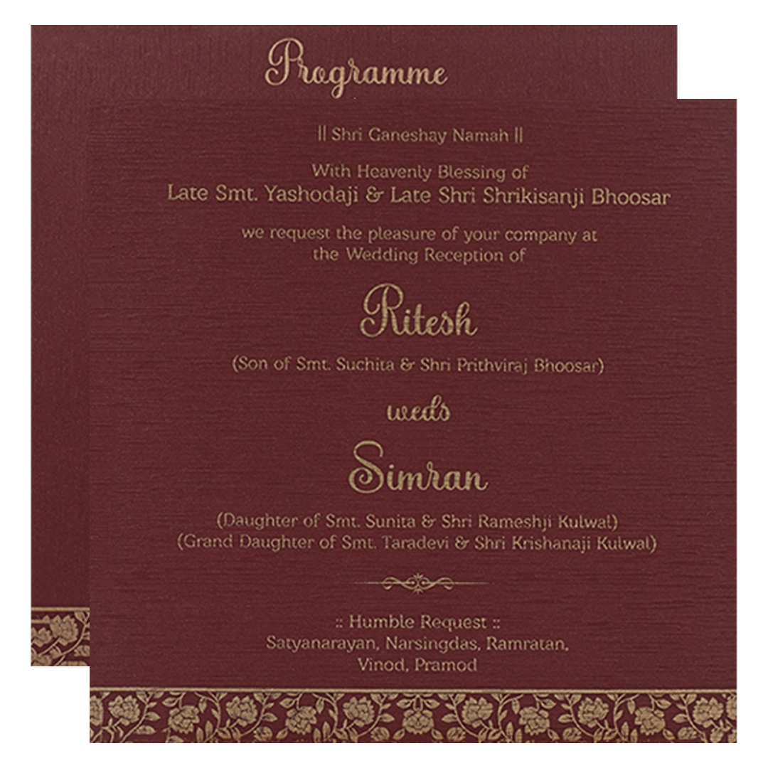 Red Floral Wedding Card-KSI65010