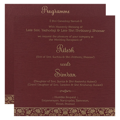 Red Floral Wedding Card-KSI65010