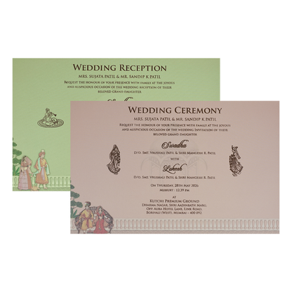 Mint Green Palace Elephant Padded Wedding Card-KRE27150