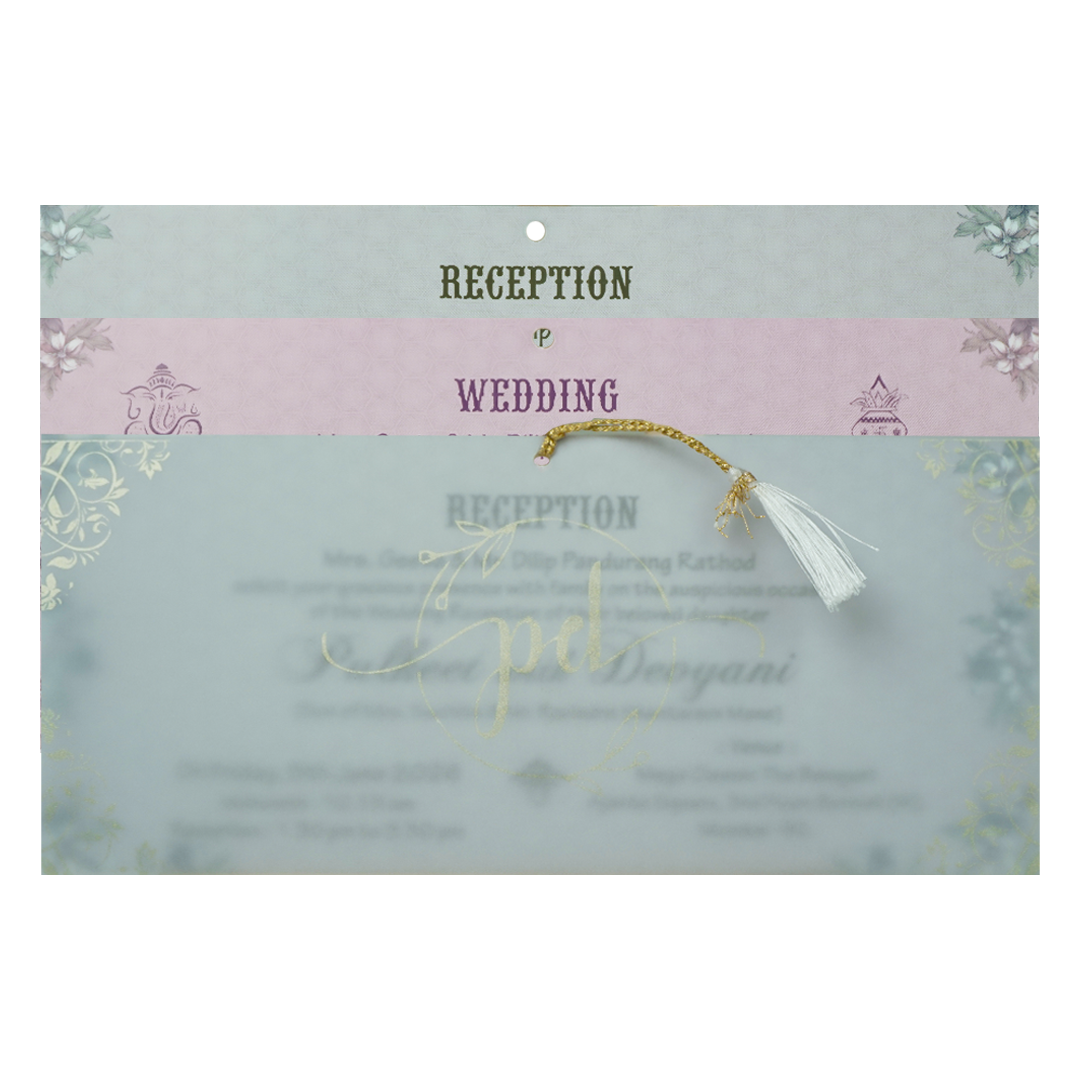 Pastel Pink Floral Laser Cut Wedding Invitation Card - KJTS1852