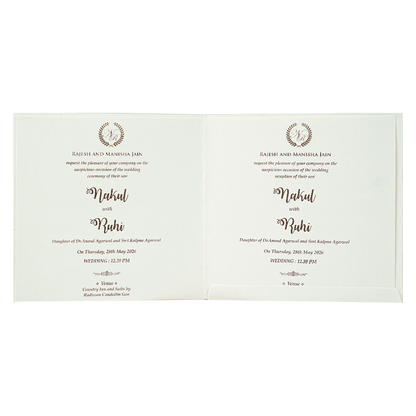 White Royal Procession Elephant Wedding Card-KRE28540