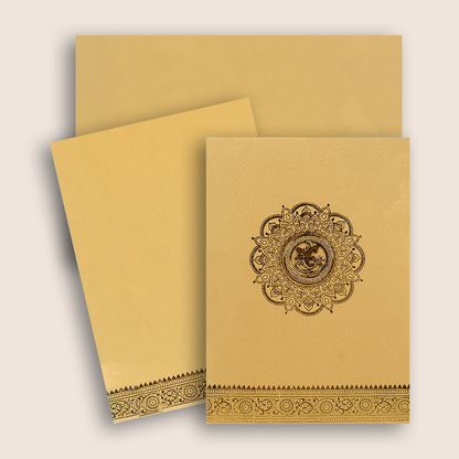 Gold Ganesha  Invitation Card-KNKTG026