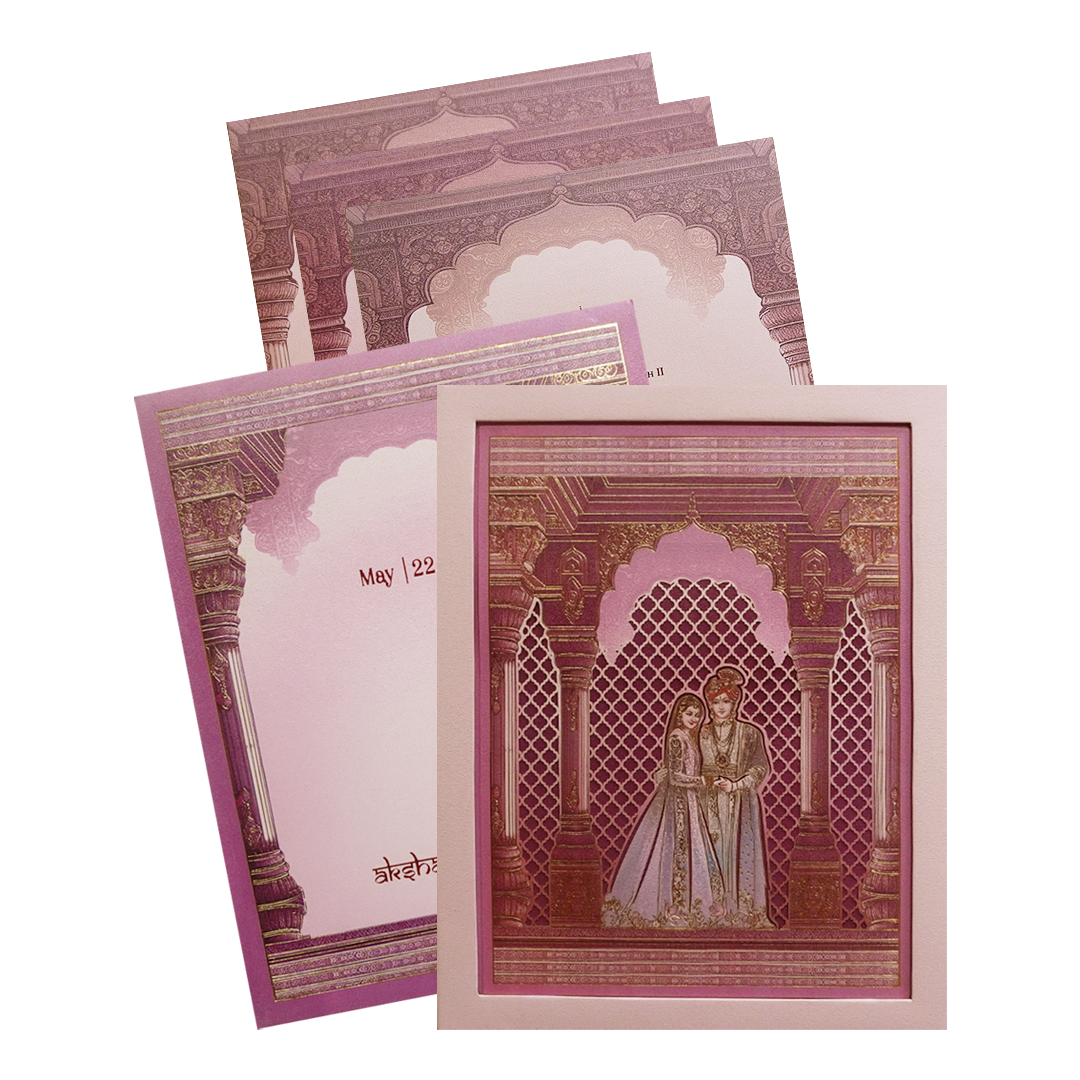 Lavender Royal Bride Groom Arch Wedding Invitation Card-King of Cards
