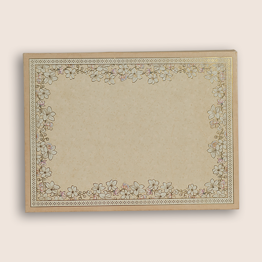 Beige Floral Laser Cut Wedding Card - KAA05990