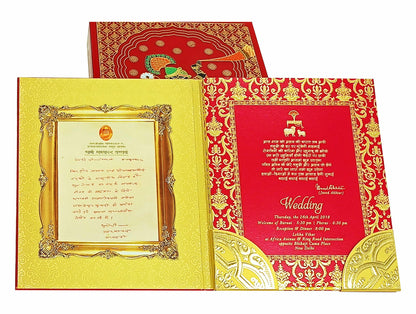 Red Ultra Premium Glass Box Traditional Invitation Card-KNKUP039