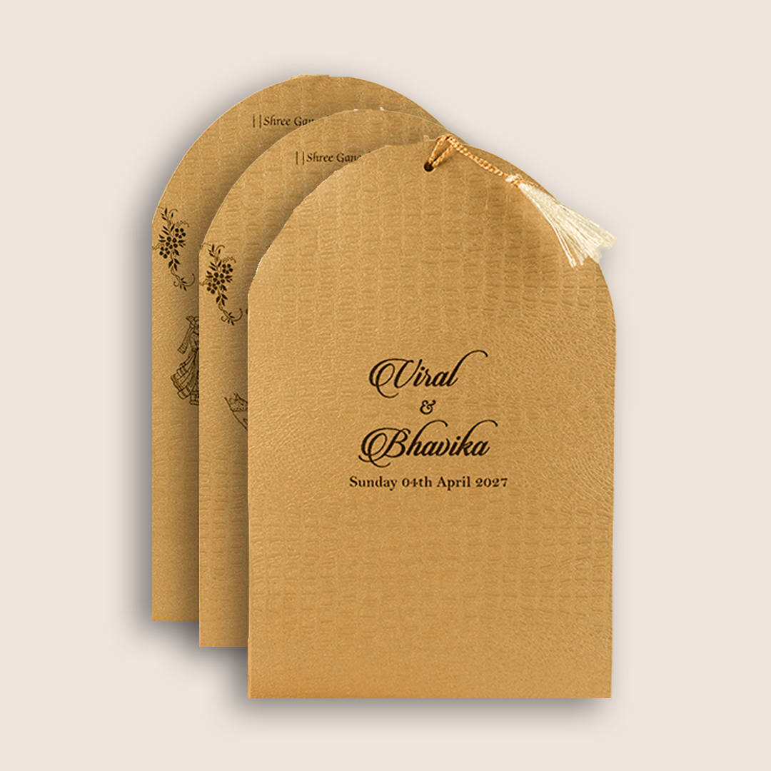 Metallic Gold Laser Cut Wedding Invitation - KMARA610