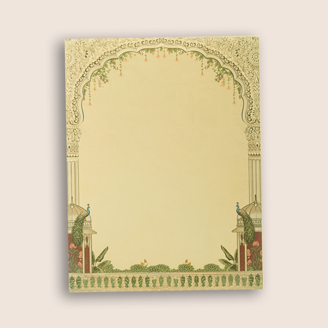 Maroon Padded Floral Peacock Wedding Card - KAA05740