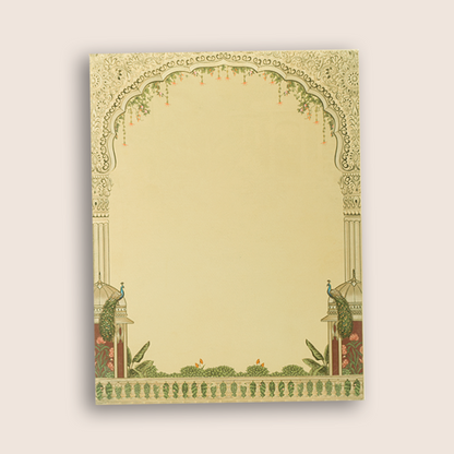 Maroon Padded Floral Peacock Wedding Card - KAA05740