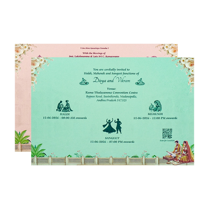 Cream Padded Palace Bride Groom Wedding Card-KNAK4702