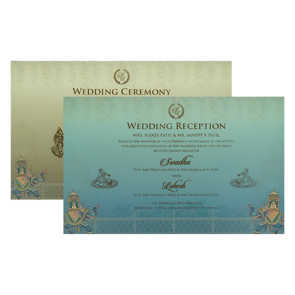 Buy Royal Blue Gold Palace Padded Wedding Card