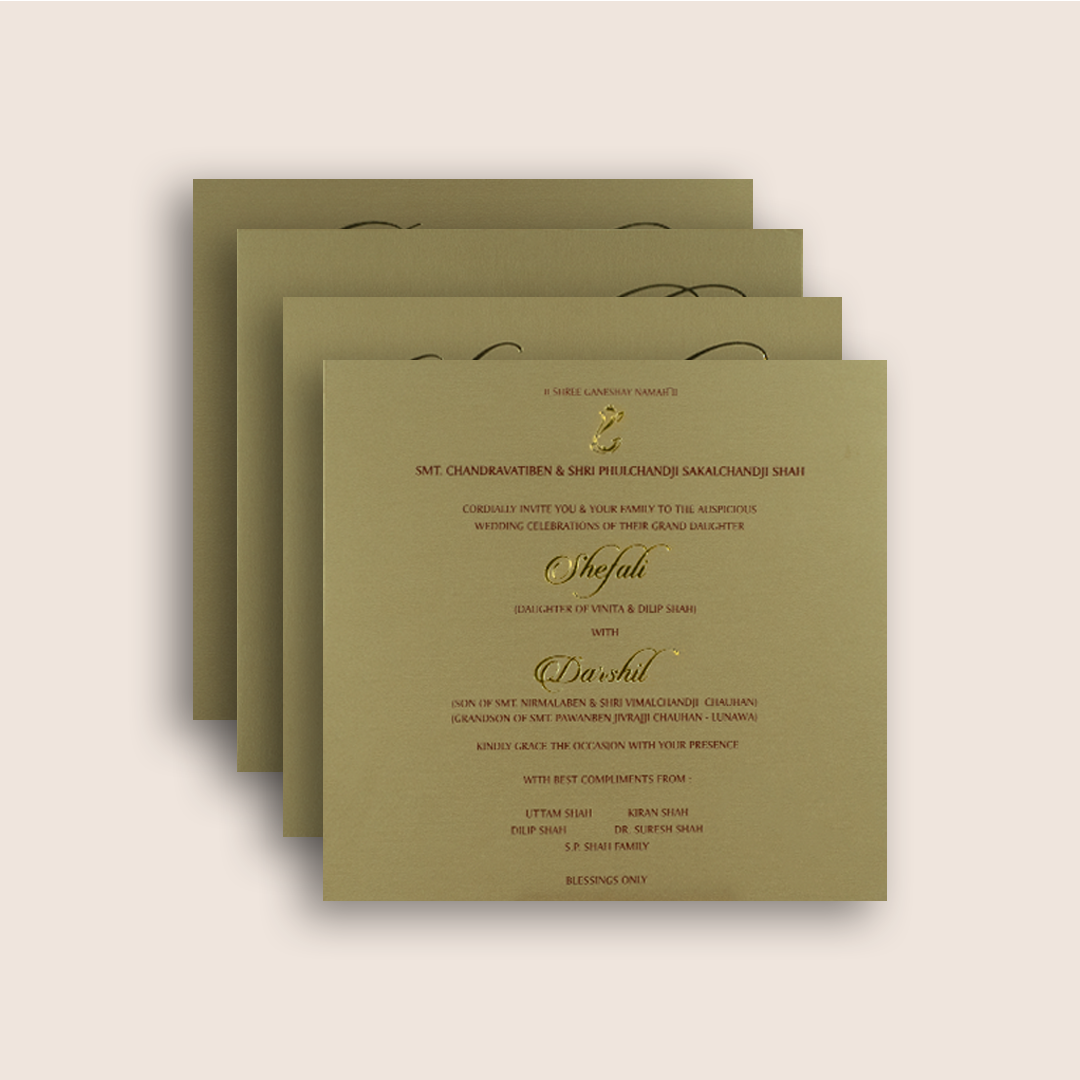 Gold Embossed Pattern Padded Invitation Card - KPR020090