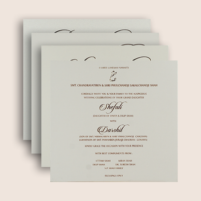 White Floral Padded Wedding Invitation Card - KPR020120