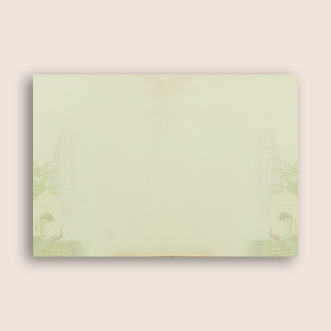 White Lord Karthikeya Temple Door Style Wedding Card - KNAR2410