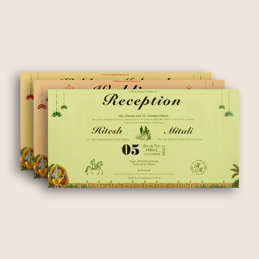Brown Lord Balaji Padmavathi Padded Wedding Invitation - KSH27090