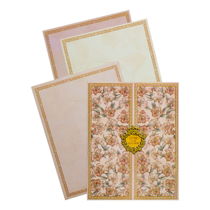 Peach Hibiscus Floral Door Invitation-King of Cards
