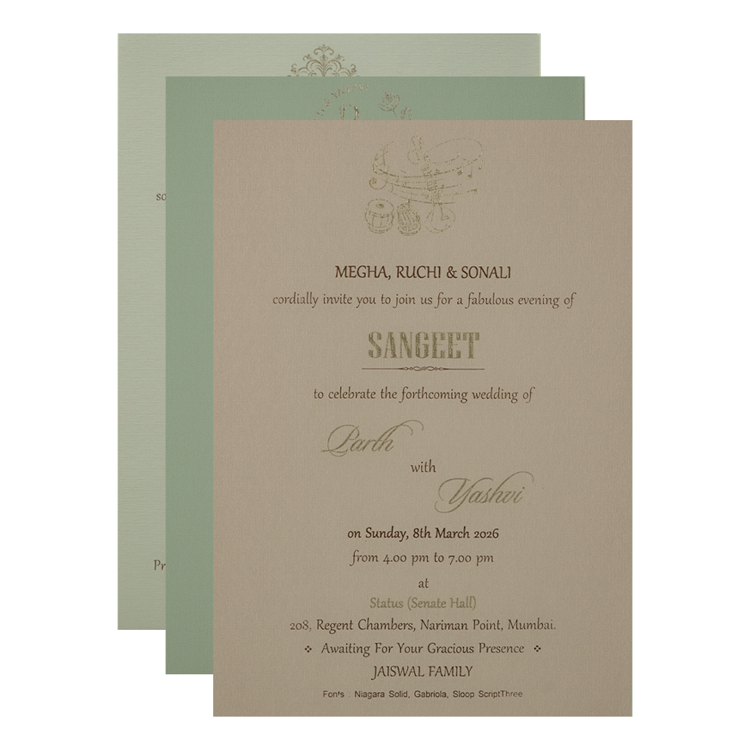 Green Padded Floral Wedding Card-KRC31510