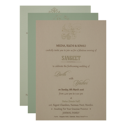 Green Padded Floral Wedding Card-KRC31510