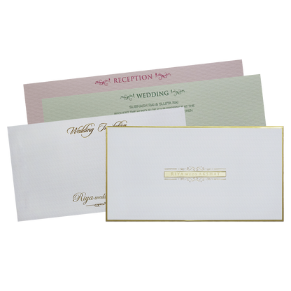White Minimal Padded Classic Wedding Card - KMMWD1130